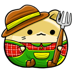 Cute Hamster Farmer Cartoon Style