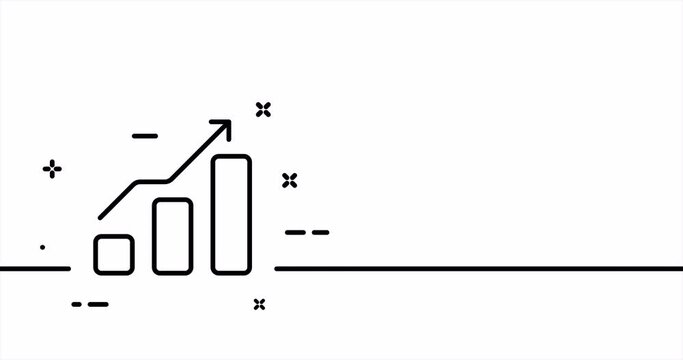 Career. Columns, graph, income, expenses, arrows, growth, income, spreadsheet, analytics. Data analysis concept. One line drawing animation. Motion design. Animated technology logo. Video 4K