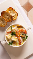Chowder soup with shrimp