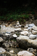 Stack of stones in a river bed
