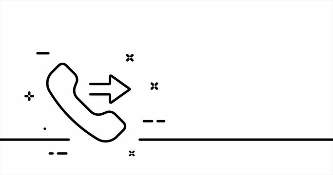 Handset. Landline phone, call, dialogue, contact us, phone, communication, connection. One line drawing animation. Motion design. Animated technology logo. Video 4K
