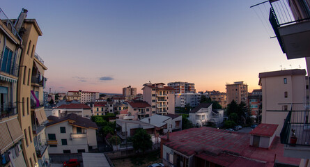 panoramica city skyline of Aversa at sunset