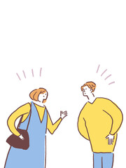 男女の感情（言い合い、話す）、縦
