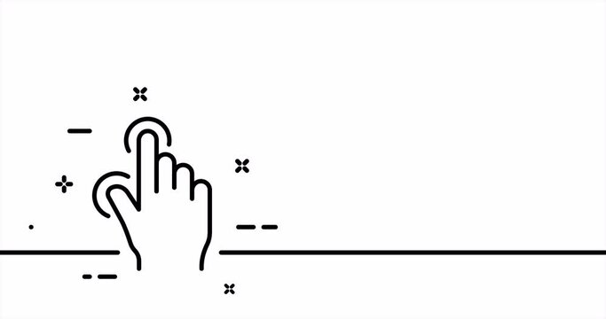 Touchpad. Index finger, brush, tapping, sliding, Scrolling, click, cursor, arrow, sensor, button. Pressing concept. One line drawing animation. Motion design. Animated technology logo. Video 4K - Powered by Adobe