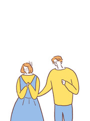 男女の感情（落ち込む女性、悲しみ）、縦