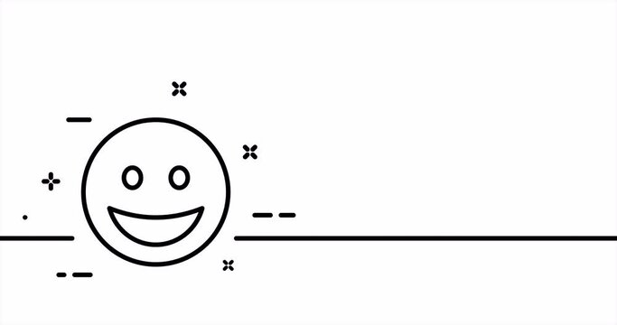 Emoticon. Laughter, joy, happiness, humor, joke, gladness, rejoicing, emotion, feeling, emoji. Mood concept. One line drawing animation. Motion design. Animated technology logo. Video 4K