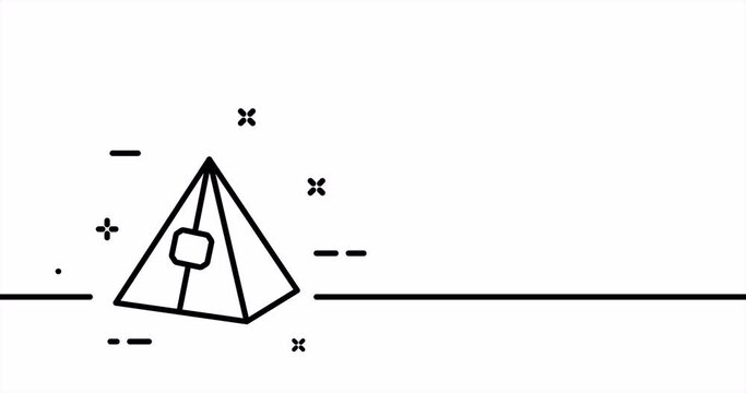 Pyramid tea bag. Hot drink, tea leaves, herbs, beans,, mint, soothing tea, care, coffee shop, barista. Beverage concept. One line drawing animation. Motion design. Animated technology logo. Video 4K