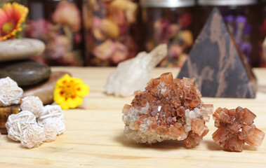 Incense Cones and Desert Rose Rocks on Meditation Table