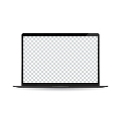 Realistic laptop isolated on white background. Vector mockup. Device in mockup style.