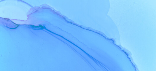 Modern Ink Stains Texture. Blue Pastel Fluid