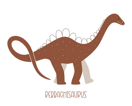 Vector illustration of a wild prehistoric animal dinosaur Rebbachisaurus. Isolated brown monster