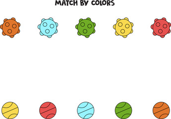 Color matching game for preschool kids. Match balls by colors.