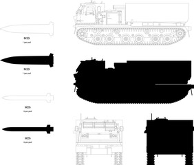 M270 MLRS Multiple launch rocket system M270. Military missile tactical artillery.
