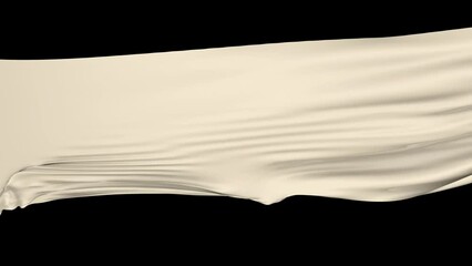 Dynamic animation of fabric on a black background. Fabric cream color. 3D animation