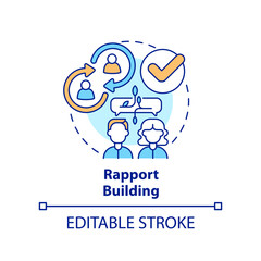 Rapport building concept icon. Step of business coaching abstract idea thin line illustration. Natural open communication. Isolated outline drawing. Editable stroke. Arial, Myriad Pro-Bold fonts used