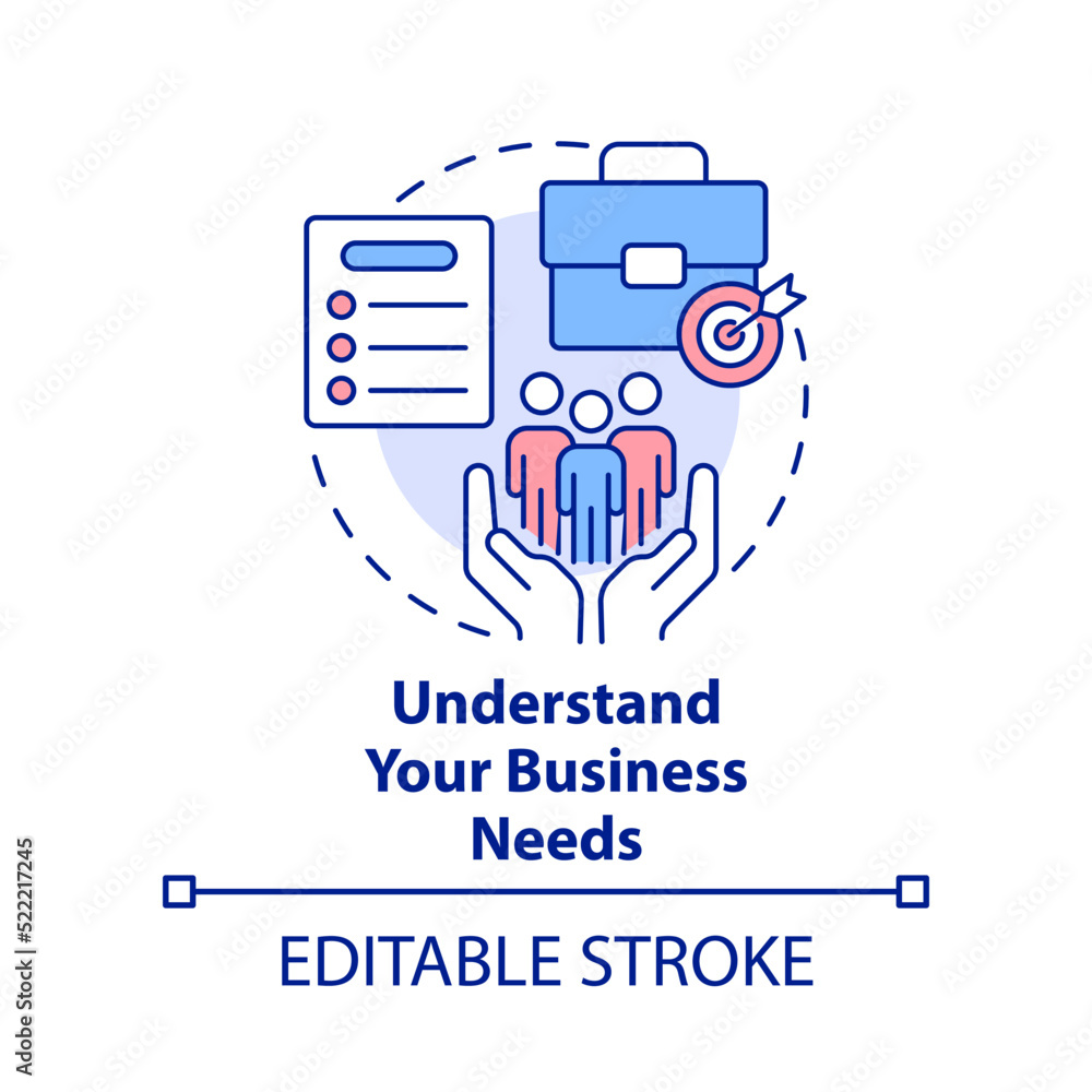 Poster understand business needs concept icon. creating leader practice abstract idea thin line illustratio
