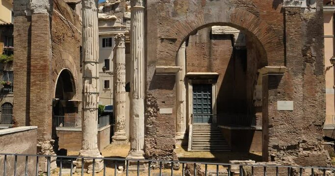 Portico of Octavia (Porticus Octavia, Porticus Octaviae) located near the Marcellus Theater in Rome, Italy.