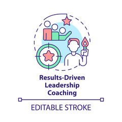 Results-driven leadership coaching concept icon. Business training service abstract idea thin line illustration. Isolated outline drawing. Editable stroke. Arial, Myriad Pro-Bold fonts used