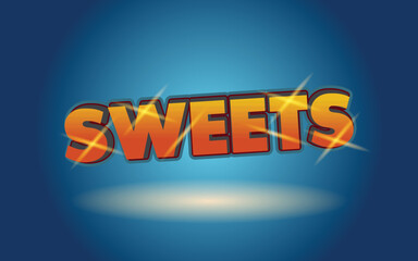 Sweets text effect template with 3d bold style use for logo