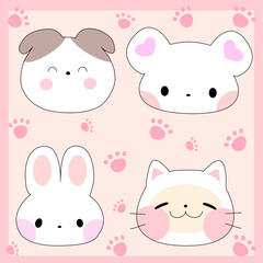 Fototapeta premium animal face cute set character design for decoration , design , clipart
