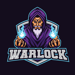 Warlock Mascot Cartoon  Logo Illustration