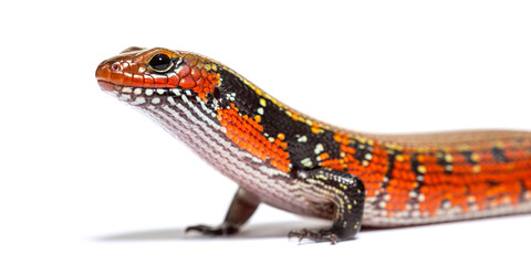 fire skink, Mochlus fernandi, isolated on white