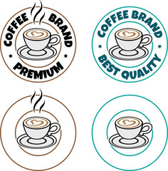 Obraz premium Colorful Round Coffee and Heart Icon with Text - Set 6