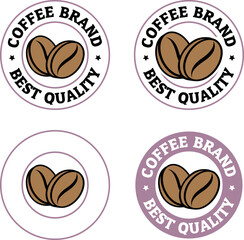 Colorful Round Coffee Beans Icons with Text - Set 8