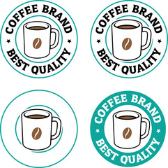Colorful Round Coffee Mug and Bean Icons with Text - Set 3