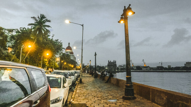 Evening Street View Of PJ Ramchandani Marg, Apollo Bandar, Colaba, Mumbai Near Gateway Of India