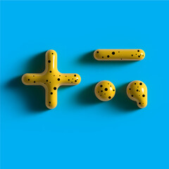 3d vecto yellow bubble plastic typographic symbols. set of Volumetric shiny symbols of the alphabet. 3D vecto rendering of realistic signs