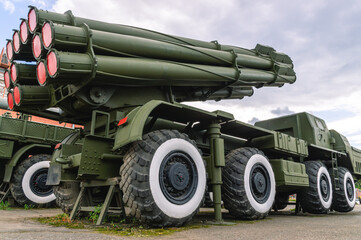 Soviet and Russian multiple rocket launchers. Field jet system. A combat vehicle on the chassis of...