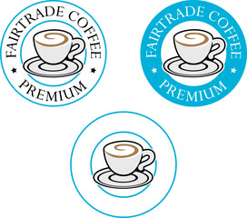 Colorful Round Swirly Coffee Cup Icon with Text - Set 9