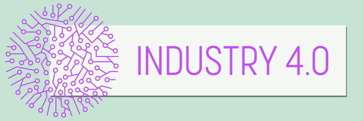 Industry Four Point Zero Circuit Purple Circular Turquoise Box Text 