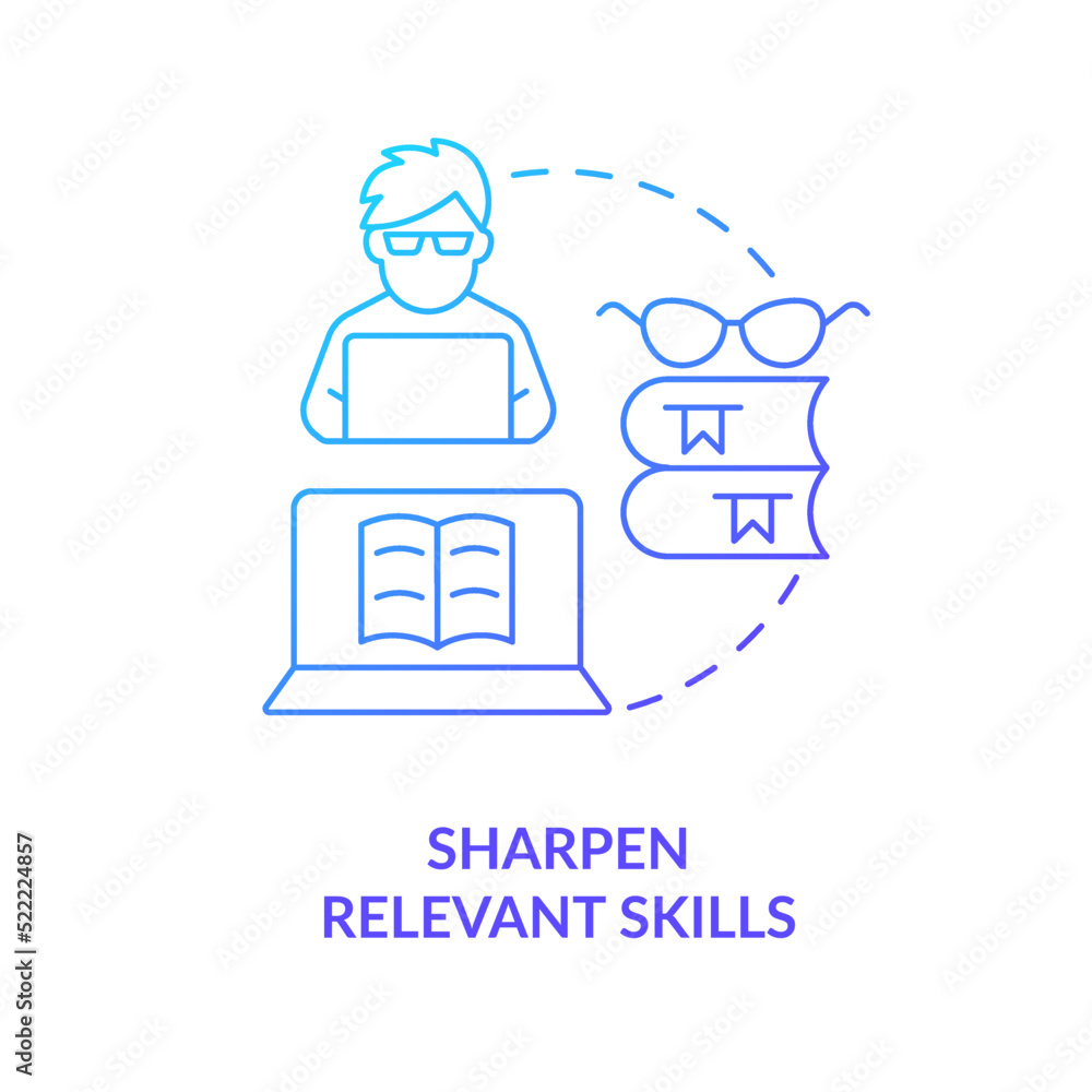 Poster sharpen relevant skills blue gradient concept icon. better expertise. becoming data scientist abstra