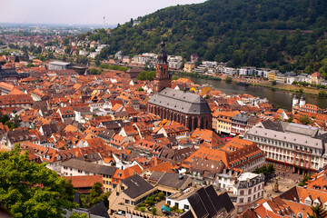 Fototapeta na wymiar Landmark and beautiful Heidelberg town with Neckar river. Most loved city in Germany.