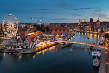 Beautiful Gdansk over the Motlawa river at dusk. Poland © Patryk Kosmider