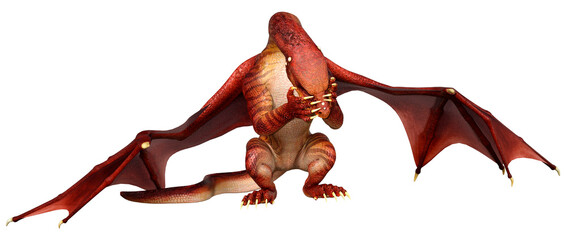 Obraz premium 3D Rendering Fairy Tale Dragon on White