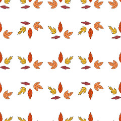 Seamless pattern with autumn leaves. Autumn, leaves, yellow, orange.