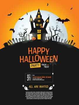 Happy halloween party Invite background - Vector illustration