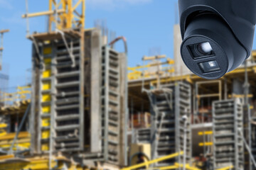 dome type outdoor cctv camera, secure construction site.