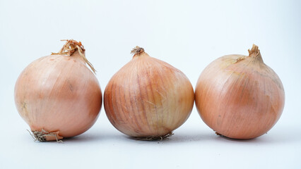 Three Onions isolated on white background