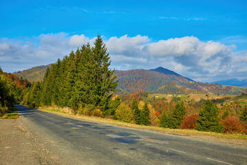 Colorful autumn landscape scene with fence in Transylvania mountain