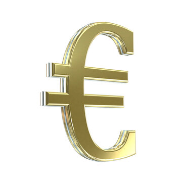 3D gold silver euro currency symbol symbols sign signs cut out isolated on white background