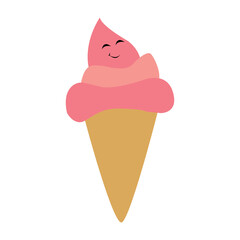 sticker  ice cream character vector illustration