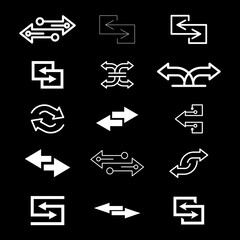 Transfer arrows icon set. Linear style sign for mobile concept and web design. Left right arrows icons. Symbol, logo illustration. Vector isolated on black background.