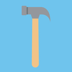 Hammer with wooden handle, illustration