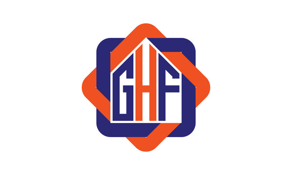 GHF three letter real estate logo with home icon logo design vector template | construction logo | housing logo | engineering logo | initial letter logo | minimalist logo | property logo |