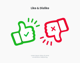 Checkmark, confirm, approve, appreciate, like symbol. Decline, reject, deny, dislike label badge flag button for mobile app, website, UI UX, promotion. High quality vector illustration EPS10