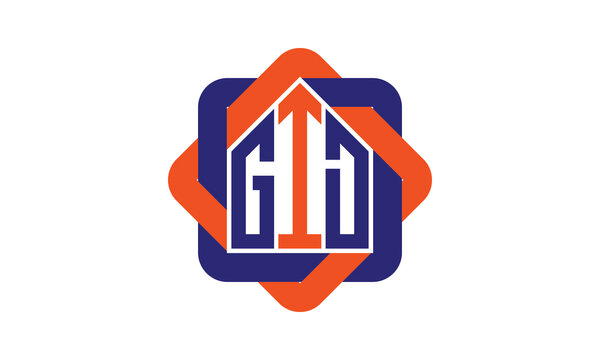 GID three letter real estate logo with home icon logo design vector template | construction logo | housing logo | engineering logo | initial letter logo | minimalist logo | property logo |